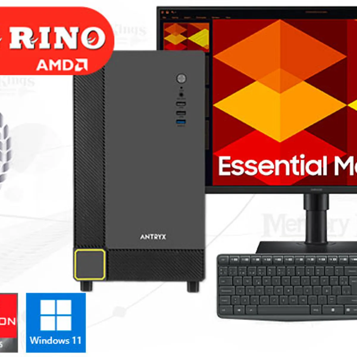 AMD - Computadora AMD Ryzen 7 7700 XM-420 16GB 1TB SSD 27" Radeon Windows 11 Pro