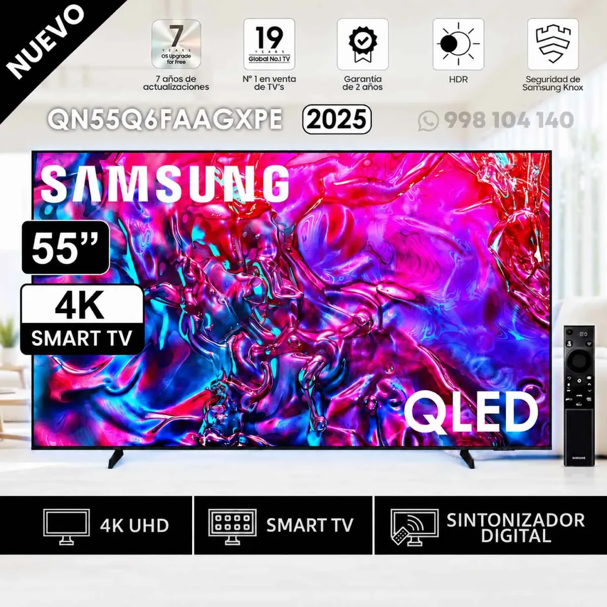 SAMSUNG - Televisor SAMSUNG QLED 55 Pulg UHD 4K Smart TV QN55Q6FAAGXPE