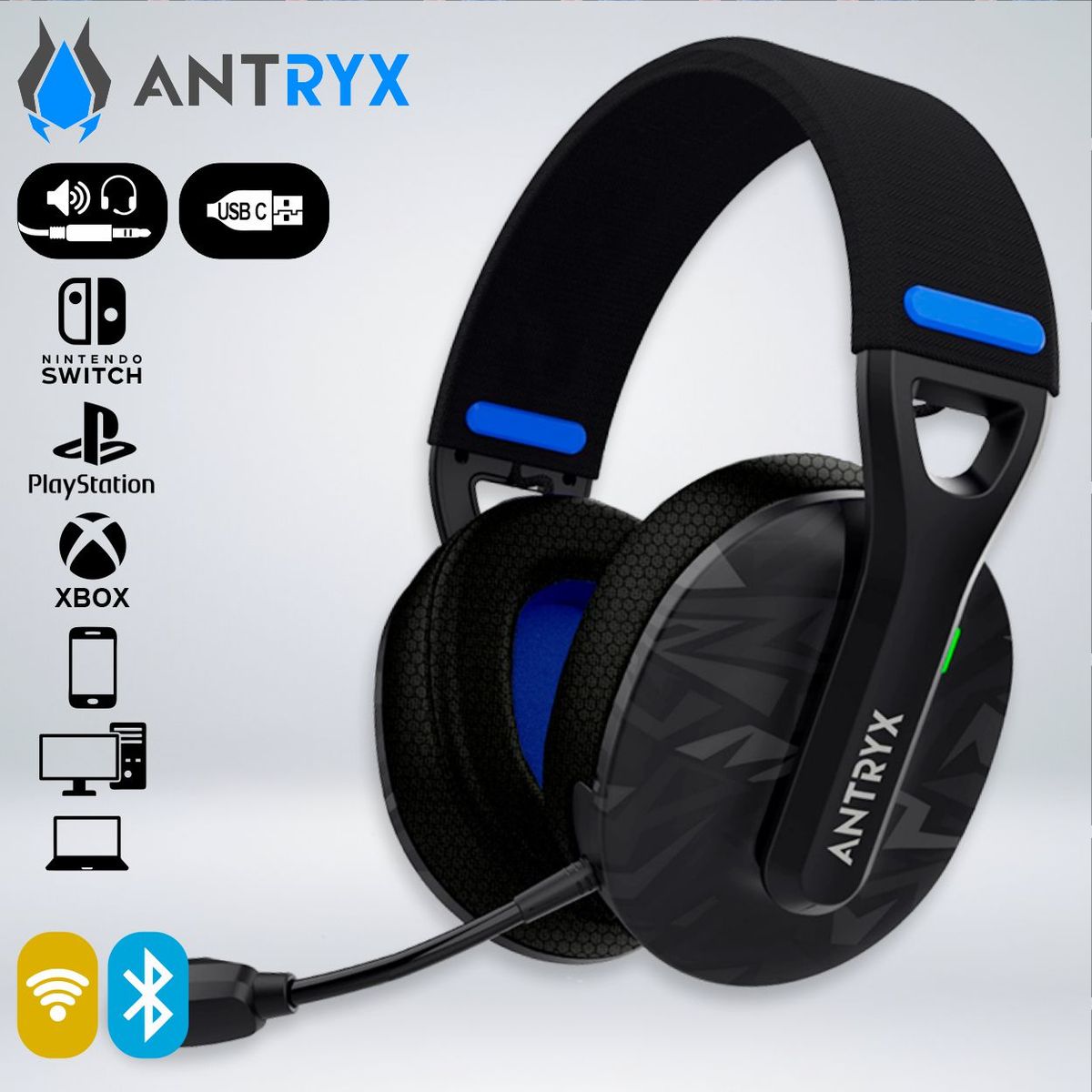ANTRYX - AUDIFONO GAMING APOLO 400 TRIX BLACK WIRELESS