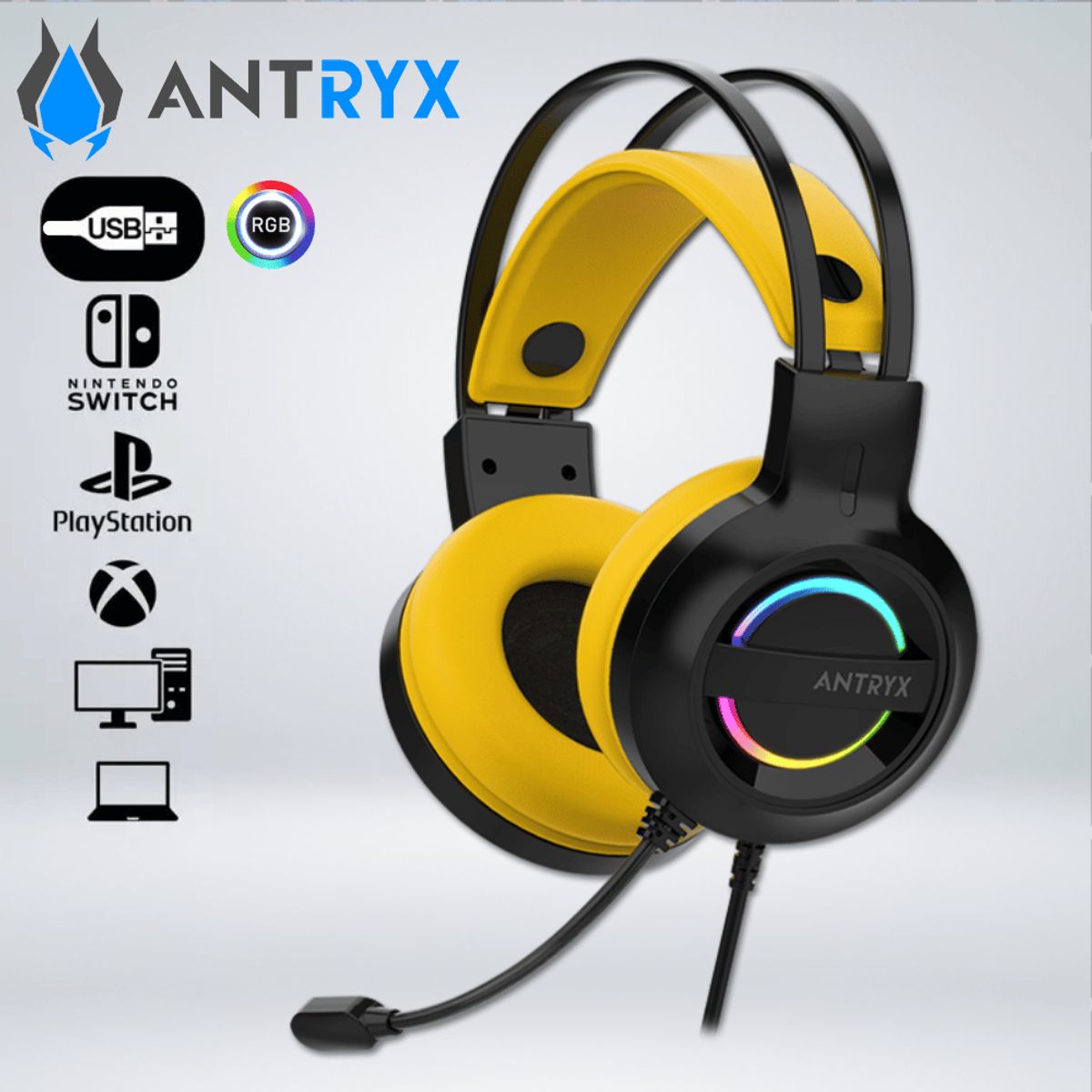 ANTRYX - AUDIFONO GAMING IRIS-K AMARILLO RGB