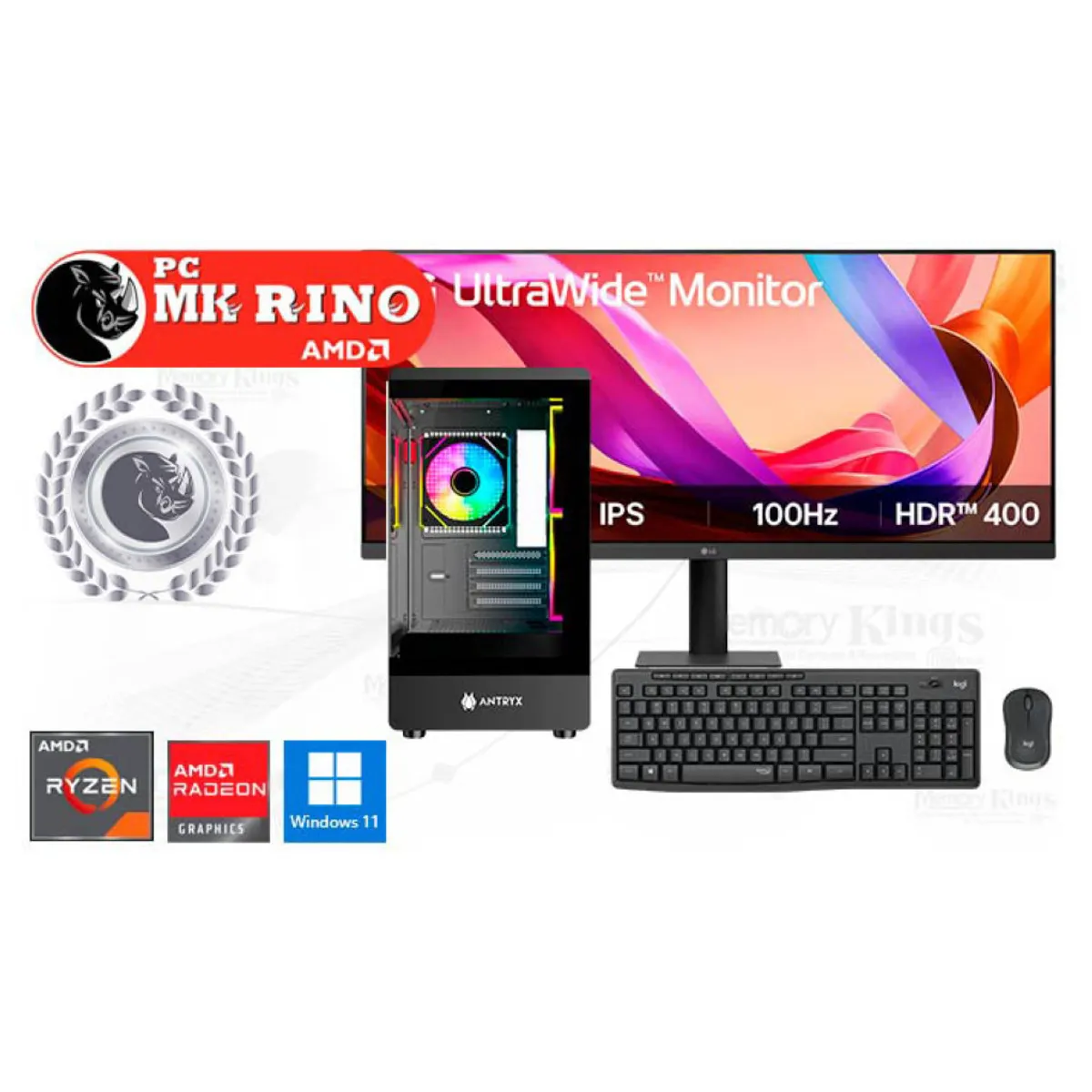 AMD - Computadora AMD Ryzen 7 8700G FX-630M 16GB 1TB SSD 34" Radeon Windows 11 Pro