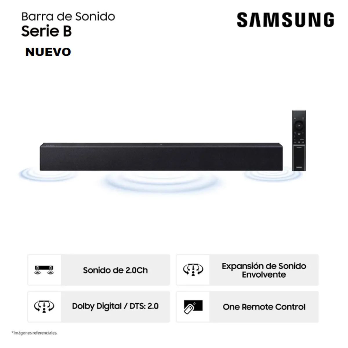 SAMSUNG - SOUNDBAR SAMSUNG 2.0 NEGRO - HW-B400F/PE NEW