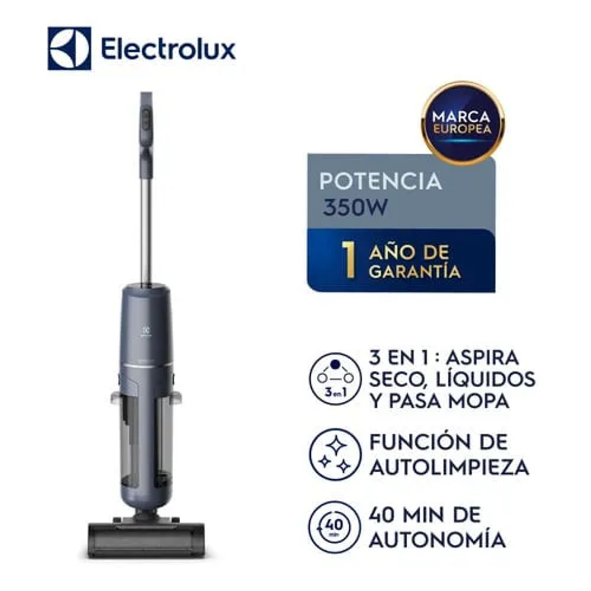 Aspiradora Mopa Inalámbrica Electrolux 3 en 1 Experience Panel LED y Batería de hasta 40 min EMC2500, marca Electrolux - Foto Principal