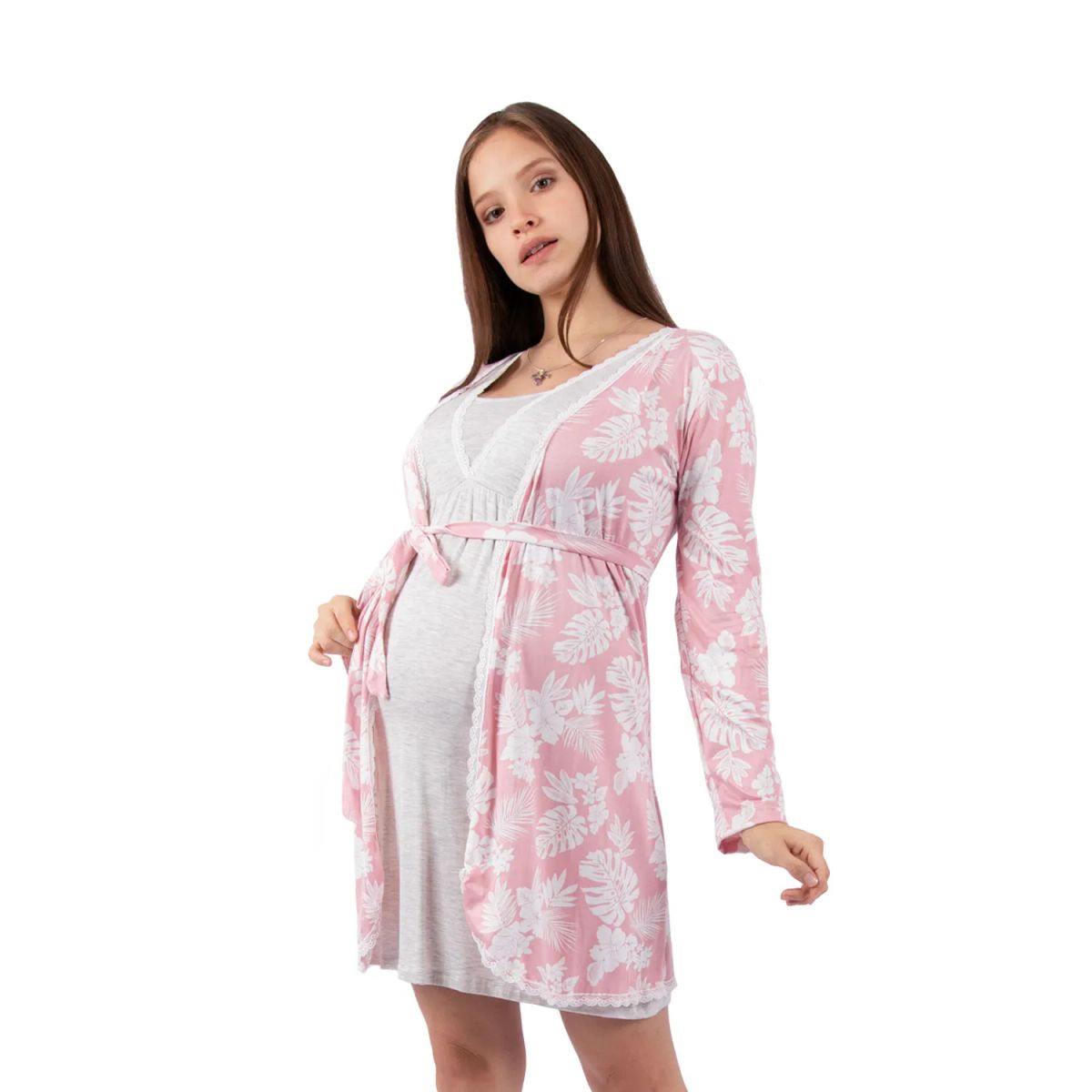 MOMMYLAND - CONJUNTO PIJAMA CAMISOLA Y BATA MATERNIDAD Y LACTANCIA