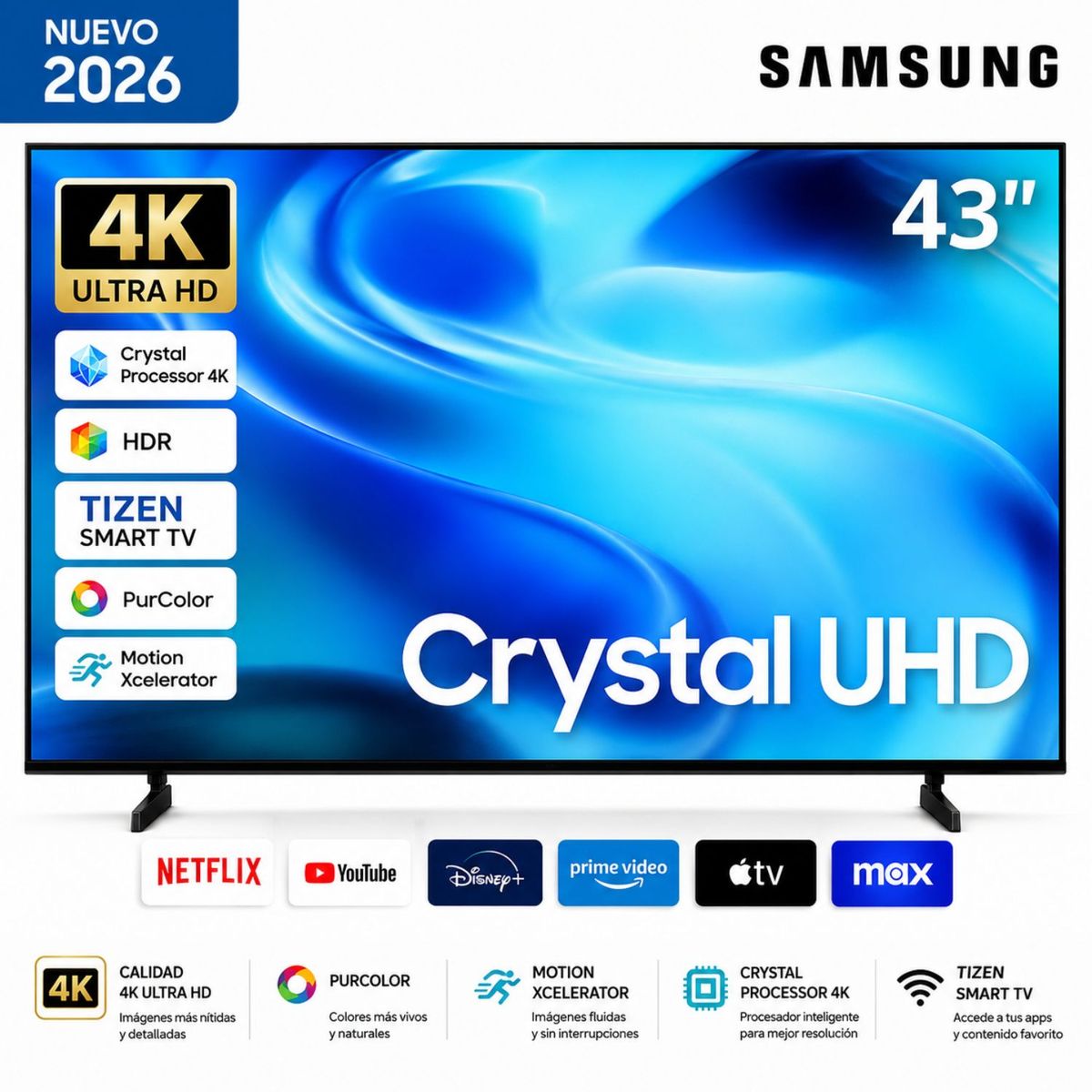 SAMSUNG - Televisor Samsung 43" Smart Crystal UHD 4K UN43U8000HG 2026