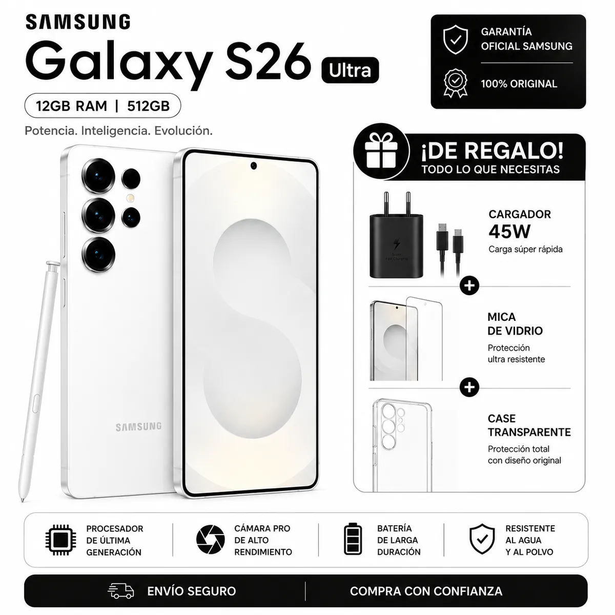 SAMSUNG - SAMSUNG S26 ULTRA 512GB - WHITE + PACK ACCESORIOS