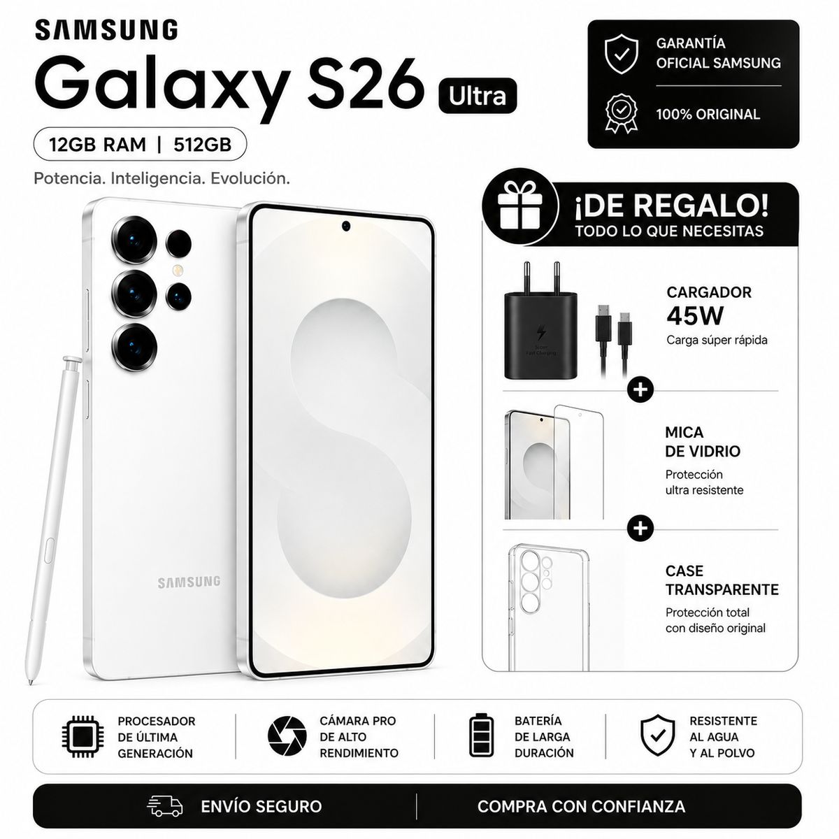 SAMSUNG - SAMSUNG S26 ULTRA 512GB - WHITE + PACK ACCESORIOS