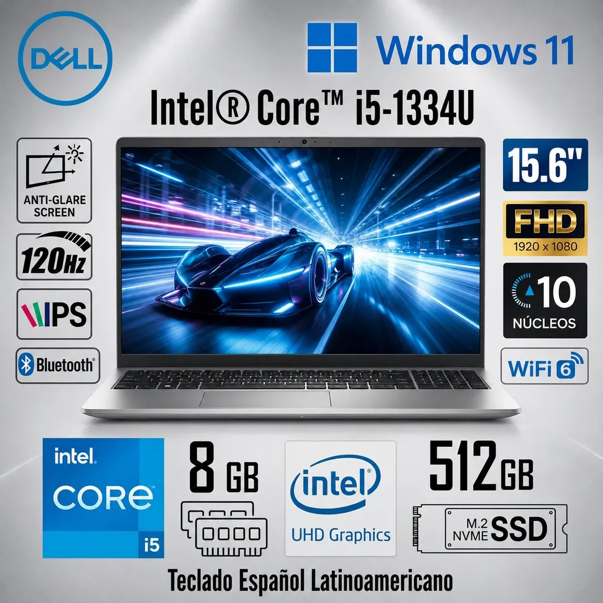 Dell - Laptop Dell 15 DC15250 15.6" FHD IPS, Core i5-1334U, Ram 16GB, Ssd 512GB, Win 11 KD9XK