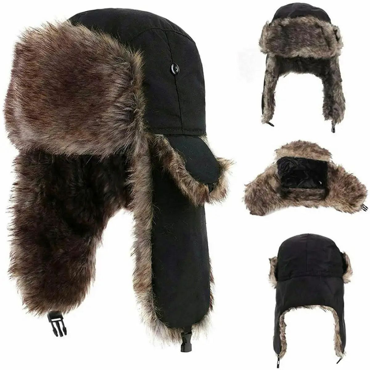 100 PERCENT - SOMBRERO GORRO RUSO USHANKA INVIERNO FRIO ABRIGO OREJAS FRENTE.