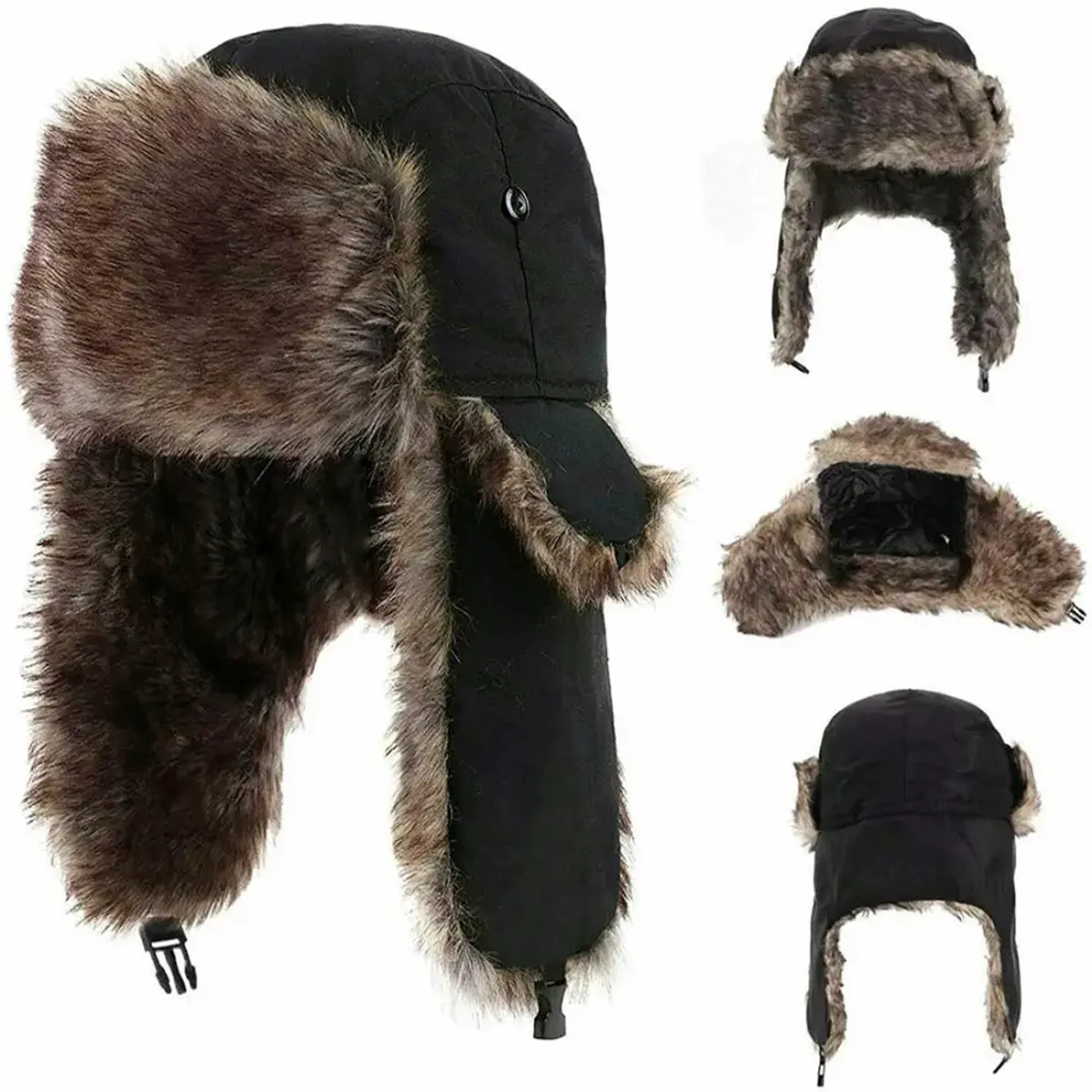 100 PERCENT - SOMBRERO GORRO RUSO USHANKA INVIERNO FRIO ABRIGO OREJAS FRENTE.