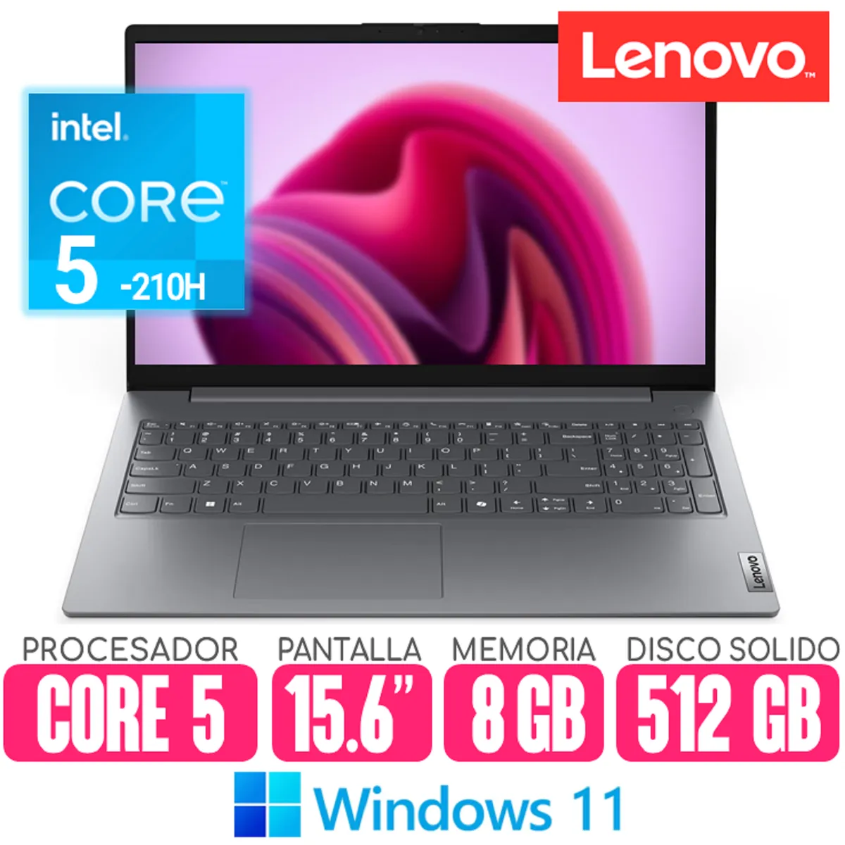 LENOVO - Laptop LENOVO Core i5-210H RAM 8gb SSD 512gb Pantalla 15.6 Windows V15 G5 IRL