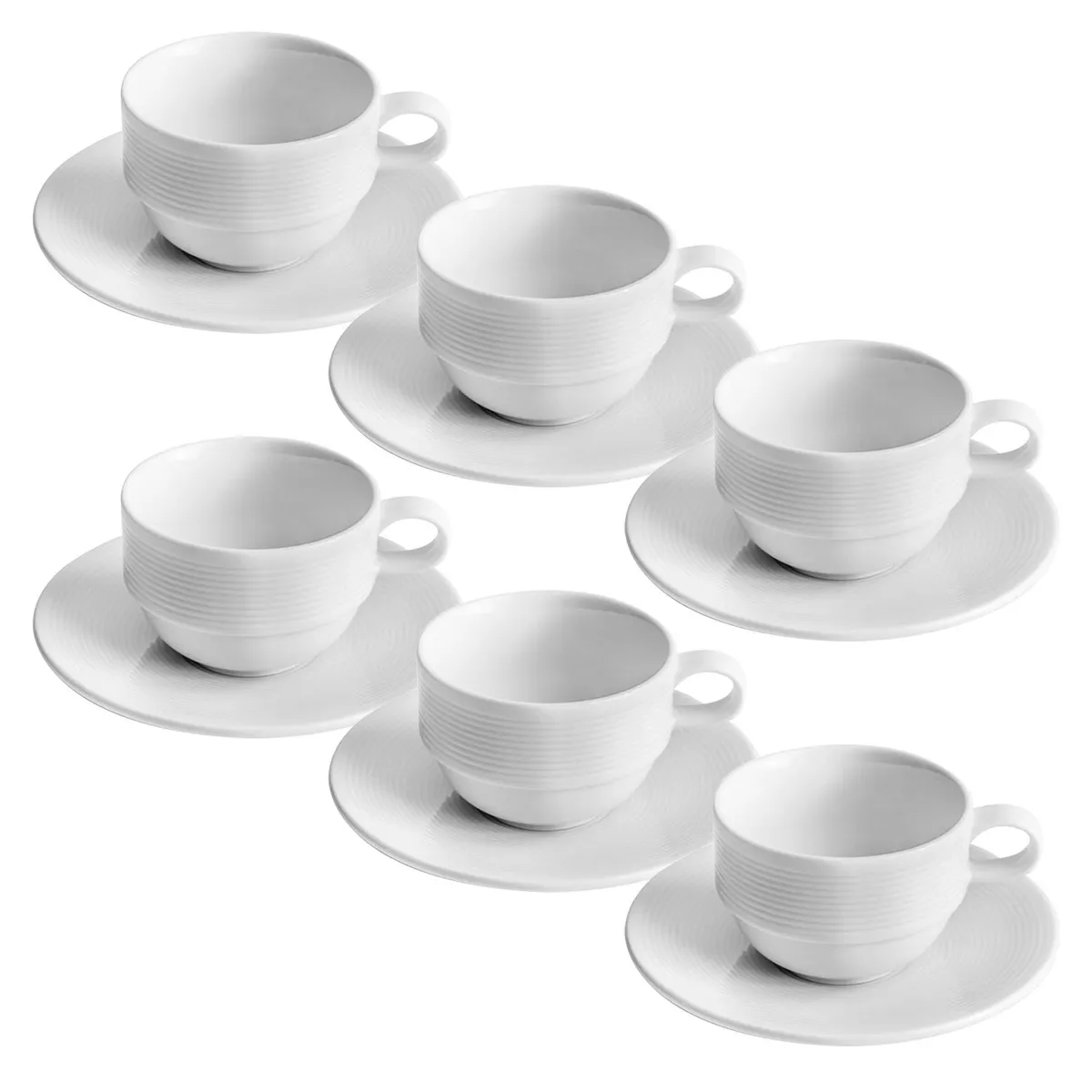 FERRAND - Set x6 Tazas Expreso con Plato Porcelana Wish