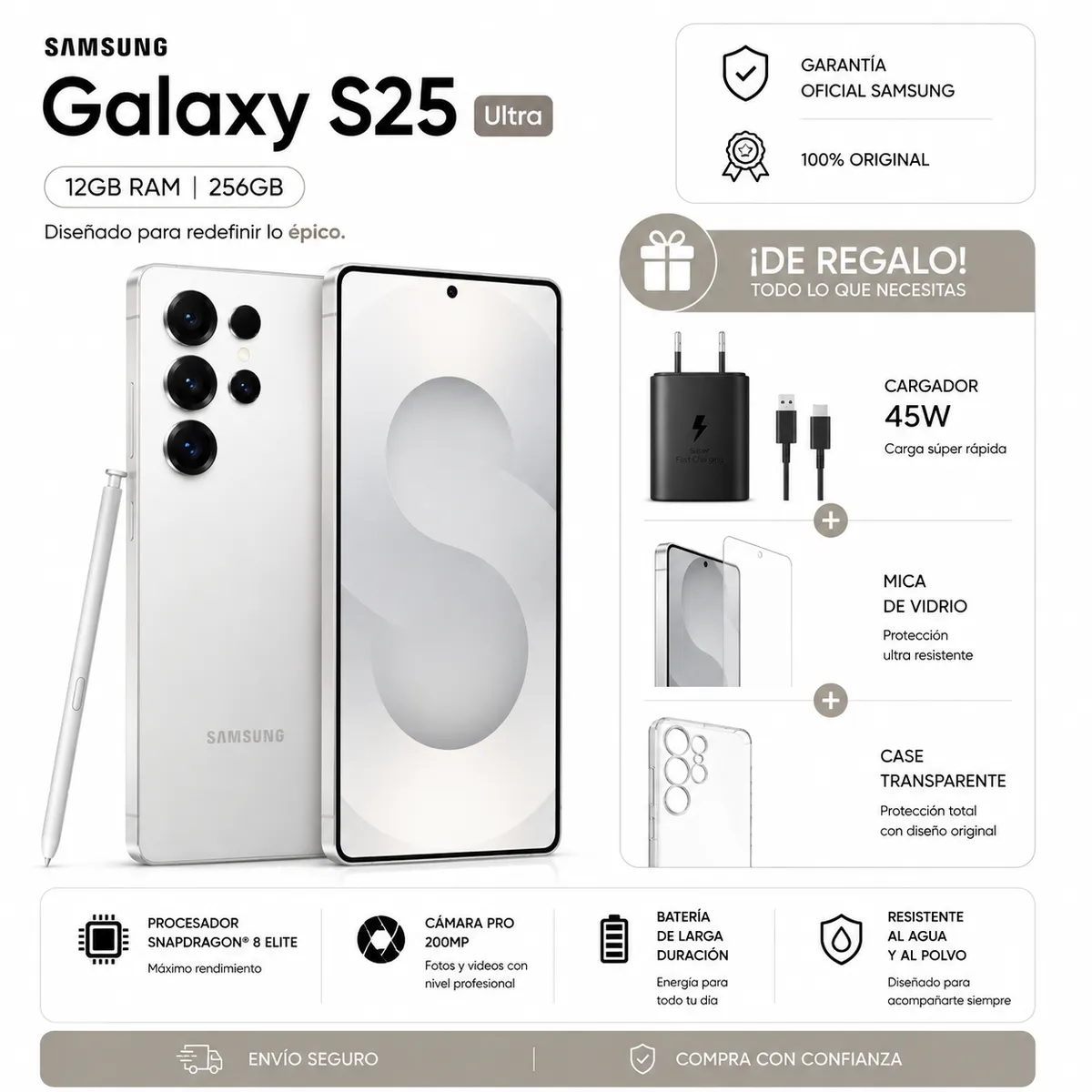 SAMSUNG - SAMSUNG S25 ULTRA 256GB + PACK ACCESORIOS.