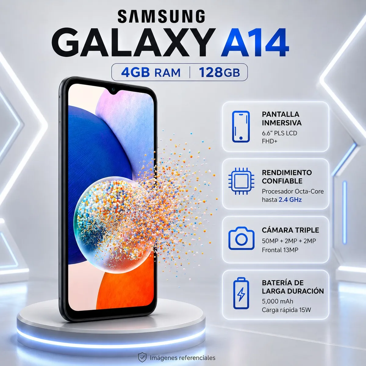 SAMSUNG - Celular Samsung Galaxy A14 5G 4GB RAM 128GB NEGRO/Negro/negro