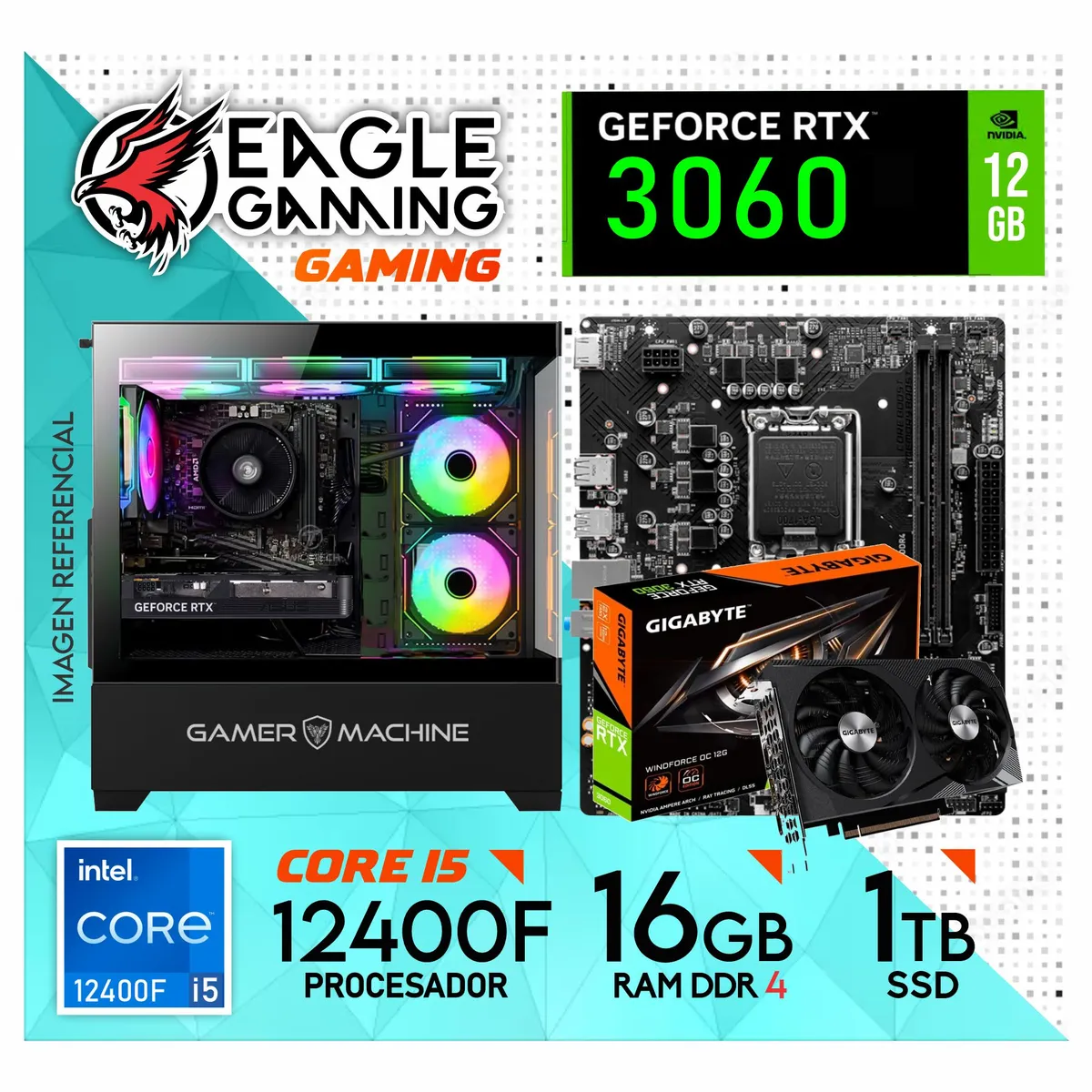 NVIDIA - PC Gamer YNTEL CORE I5 12400F - RTX 3060 12GB - RAM 16GB - SSD 1TB".