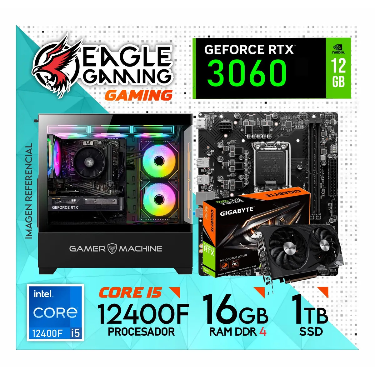 NVIDIA - PC Gamer YNTEL CORE I5 12400F - RTX 3060 12GB - RAM 16GB - SSD 1TB".