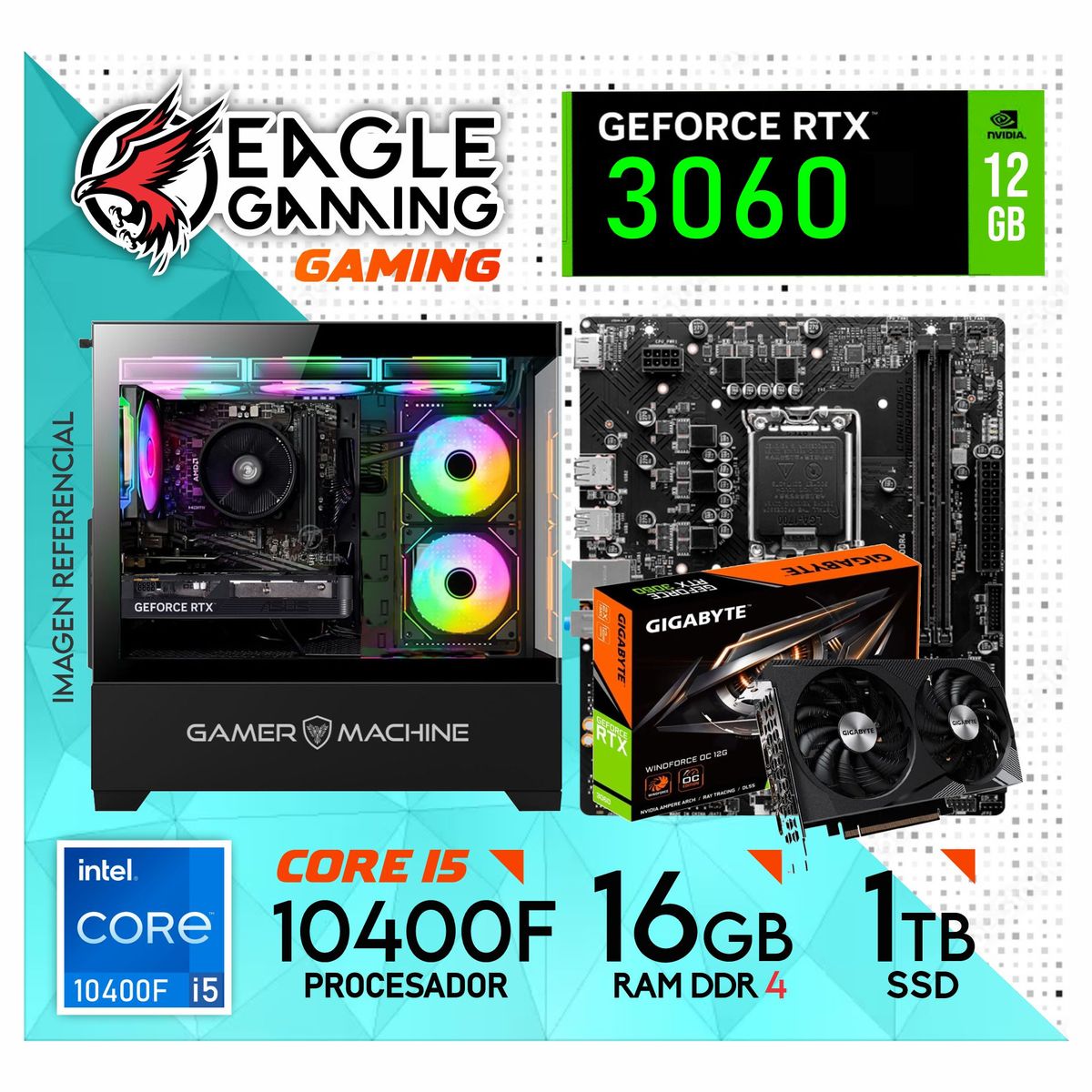 NVIDIA - PC Gamer YNTEL CORE I5 10400F - RTX 3060 12GB - RAM 16GB - SSD 1TB".