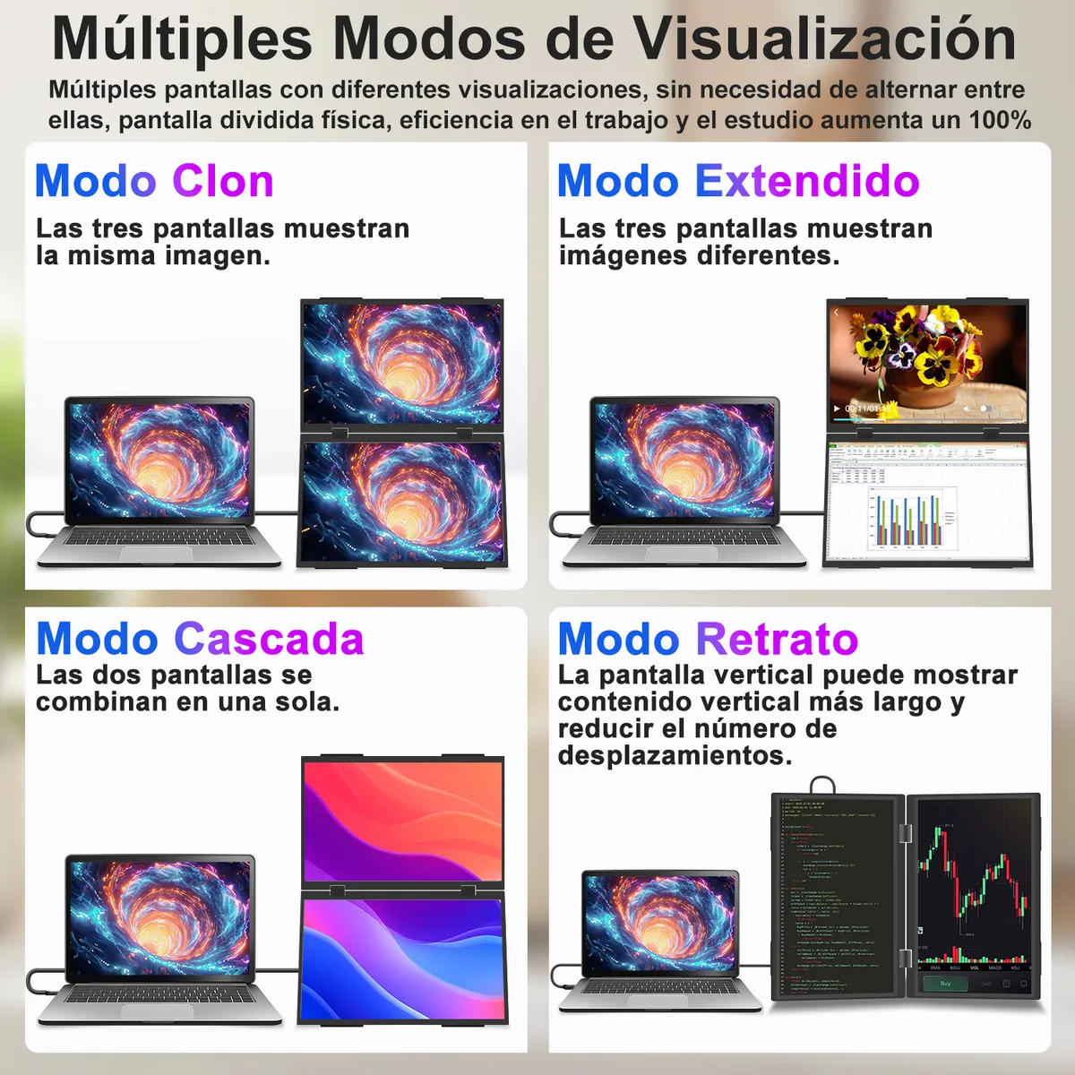 NSEOVS - Monitor Portátil Pantalla Dual NSEOVS 15.6'' 60Hz FHD