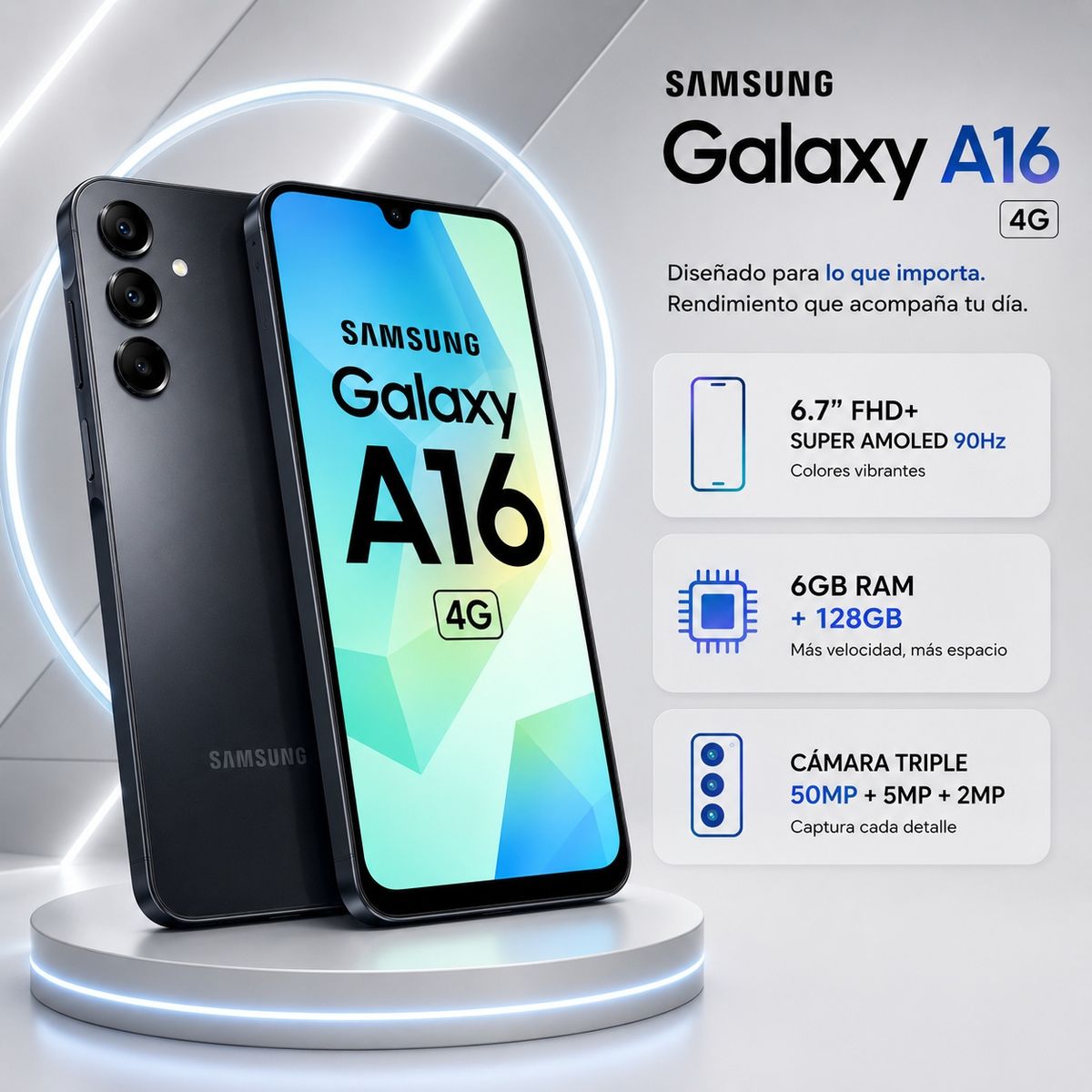 SAMSUNG - Celular Samsung Galaxy A16 4G 6GB RAM 128GB NEGRO NEGRO NEGRO