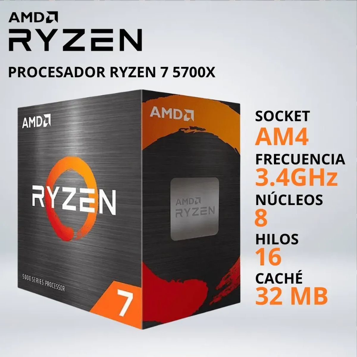 RYZEN - PROCESADOR RYZEN 7 5700X 3.4/4.6 GHz 32MB AM4  - 031913