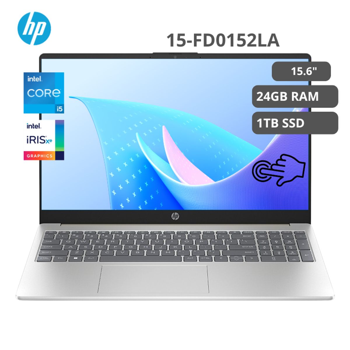HP - Laptop HP 15-FD0152LA Intel Core i5-1334U 24GB RAM 1TB SSD Intel Iris X 15.6 FHD TACTIL Win11 Pro.