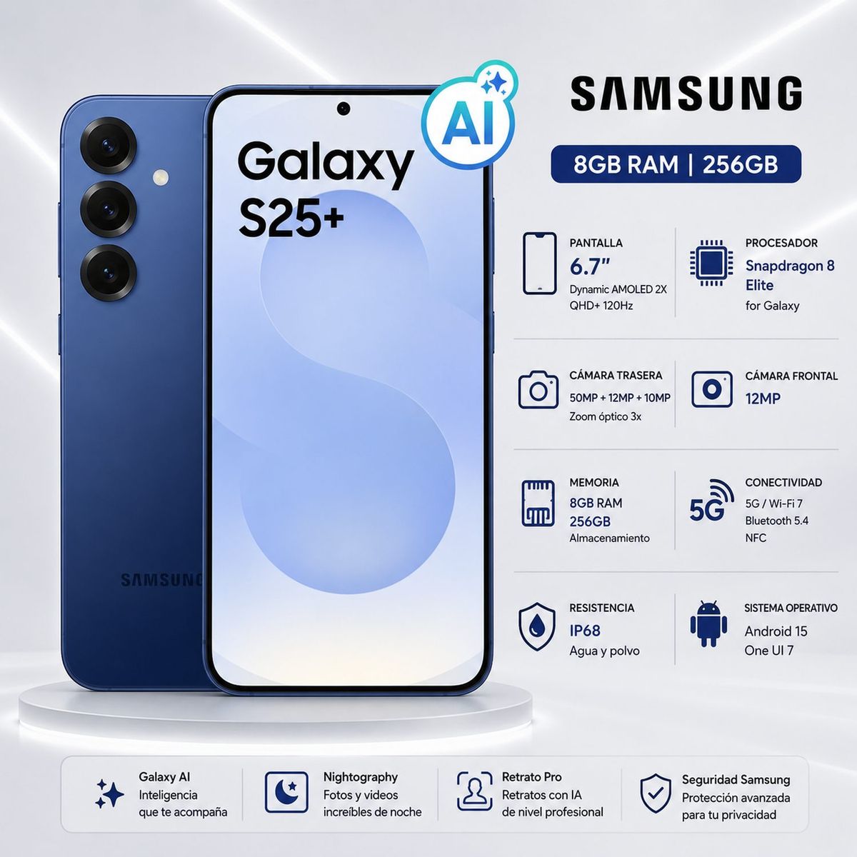 SAMSUNG - Celular Samsung Galaxy S25+ 5G 8GB RAM 256GB