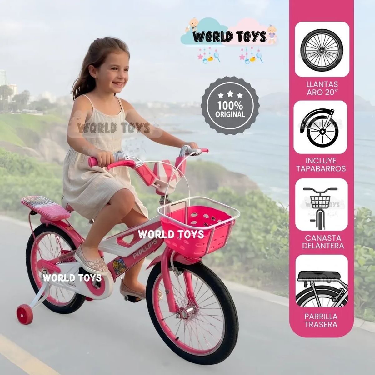 Bicicleta Para Niño Aro 20 «MEGATRON» con Canasta Light Pink, marca Baby - Foto Principal