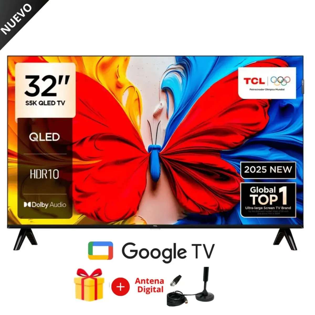 TCL - Televisor TCL QLED 32 FHD Google Tv 32S5K + Antena