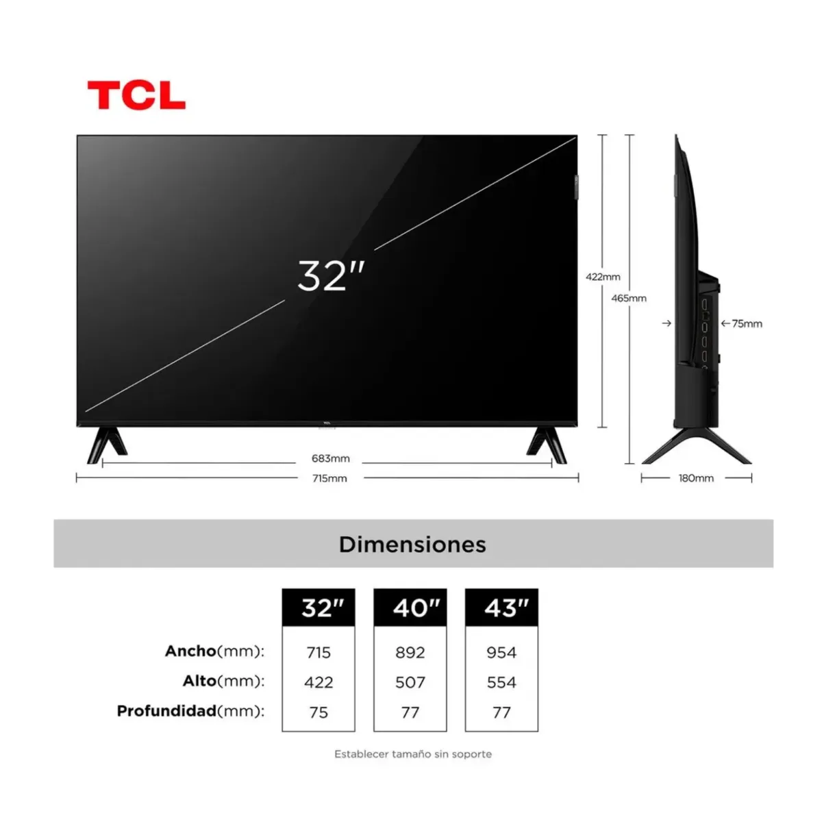TCL - Televisor TCL QLED 32 FHD Google Tv 32S5K + Antena