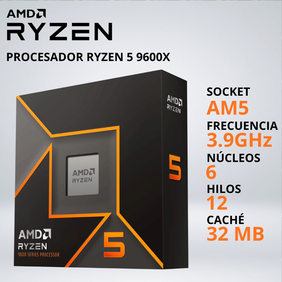 RYZEN - PROCESADOR RYZEN 5 9600X 3.9/5.4 GHz 32MB AM5 GRAFICOS RADEON - 037465.
