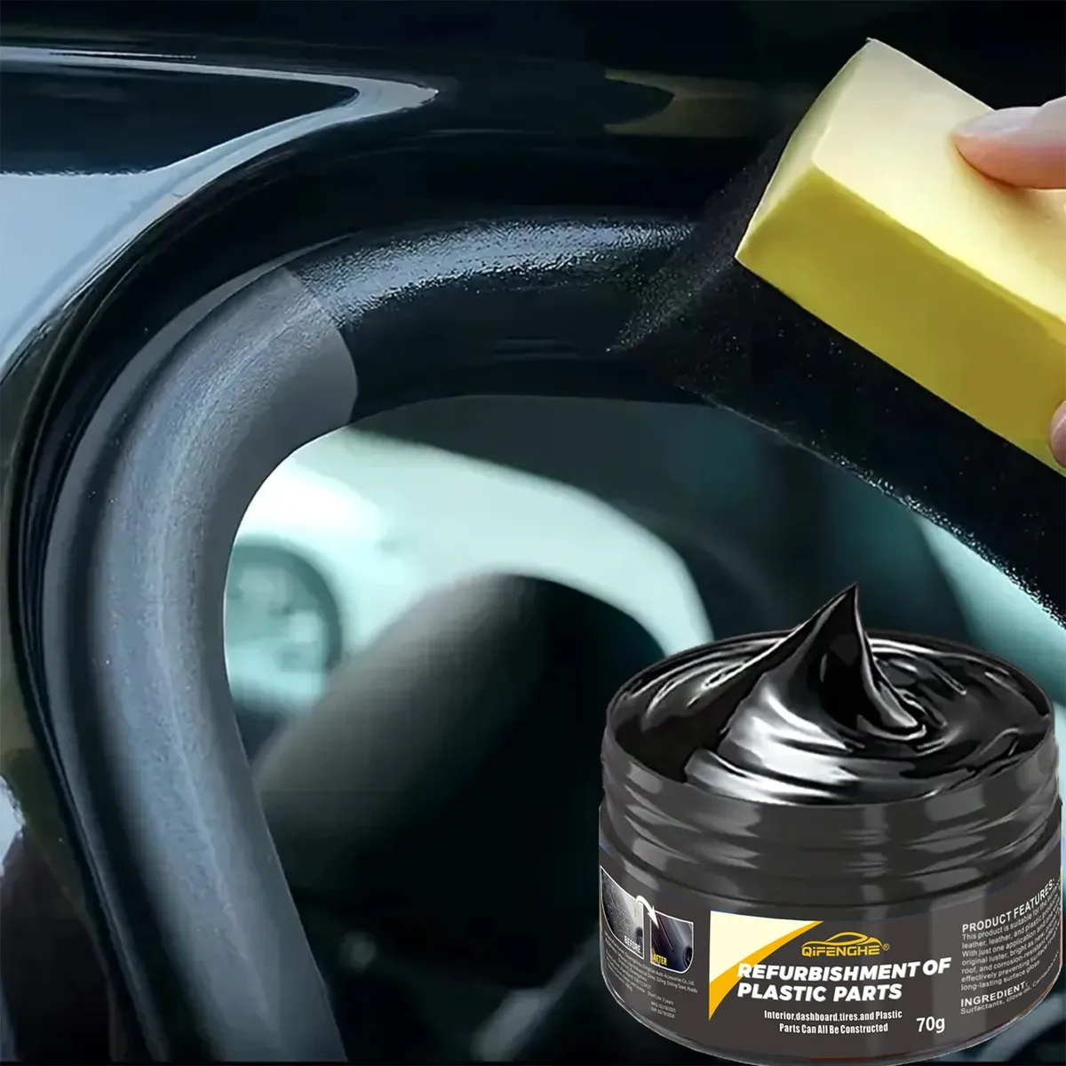 Cera Renovadora De Plásticos Y Cuero Auto Anti Rayones UV 70 gr, marca GENERICO - Foto 2