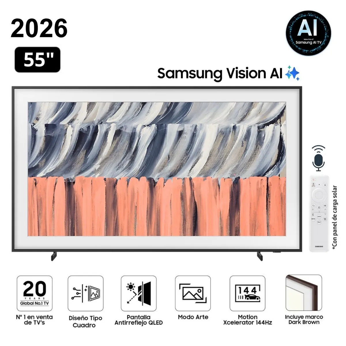 SAMSUNG - Televisor Samsung The Frame 55" Qled 4k Vision AI Smart TV 55LS03HE + Marco  Marrón