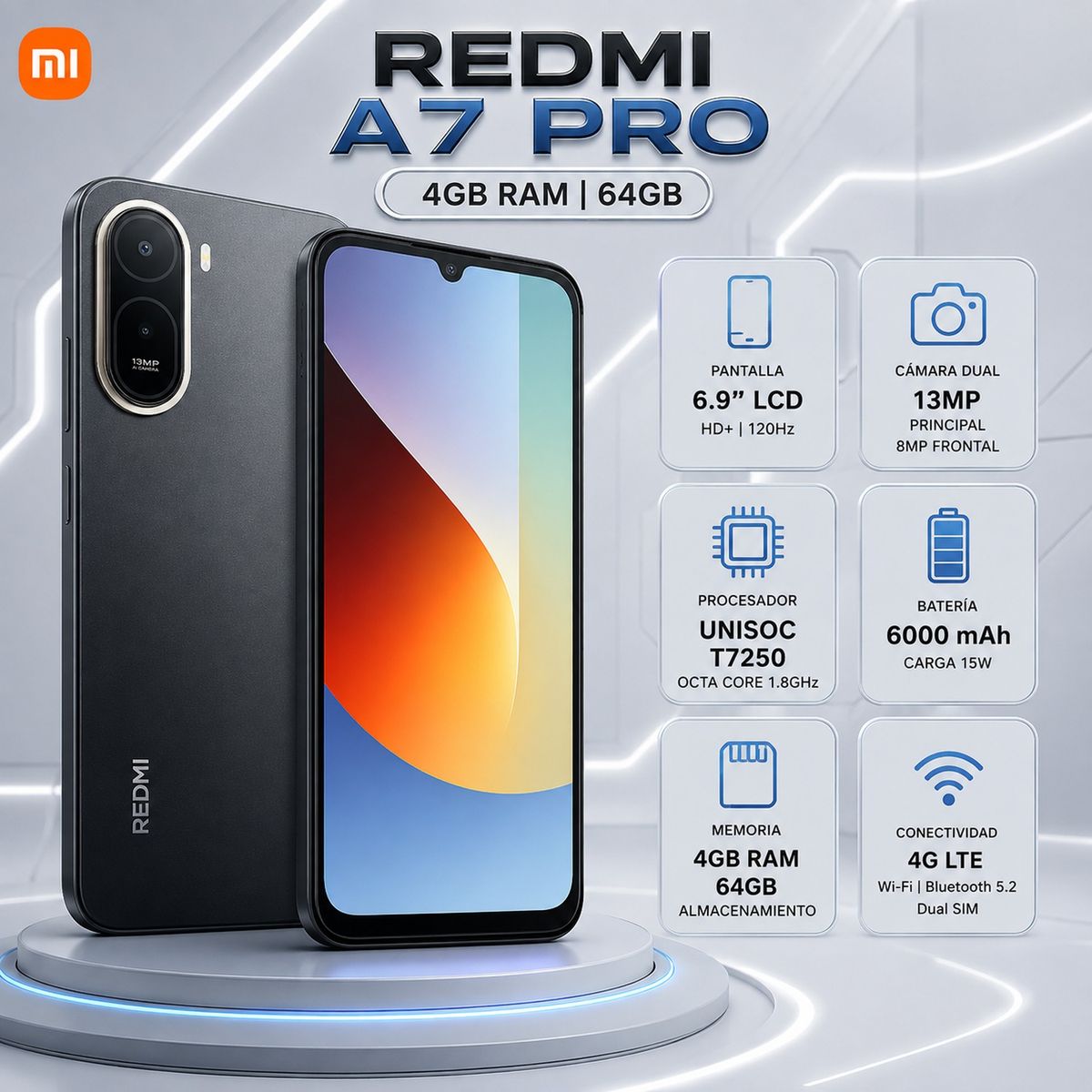 XIAOMI - Celular Xiaomi Redmi A7 Pro 4GB RAM 64GB NEGRO  NEGRO  NEGRO