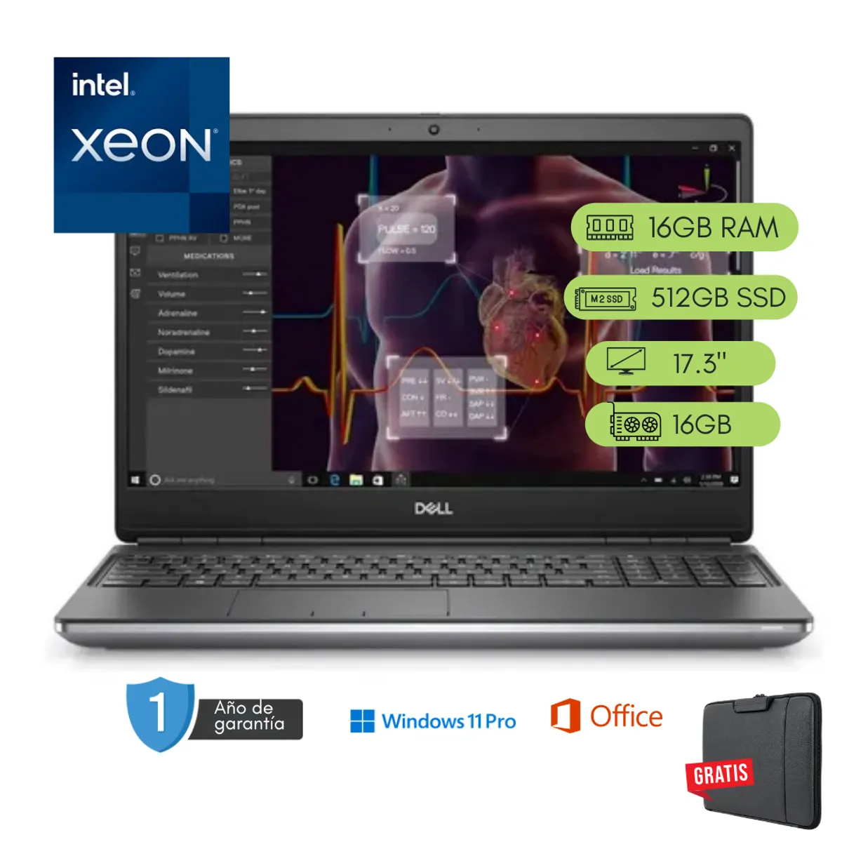 Dell - Laptop Dell Precision 7750 Xeon 16GB RAM 512 GB SSD 16GB Video Reacondicionada