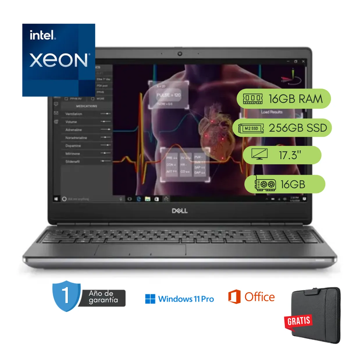 Dell - Laptop Dell Precision 7750 Xeon 16GB RAM 256 GB SSD 16GB Video Reacondicionada