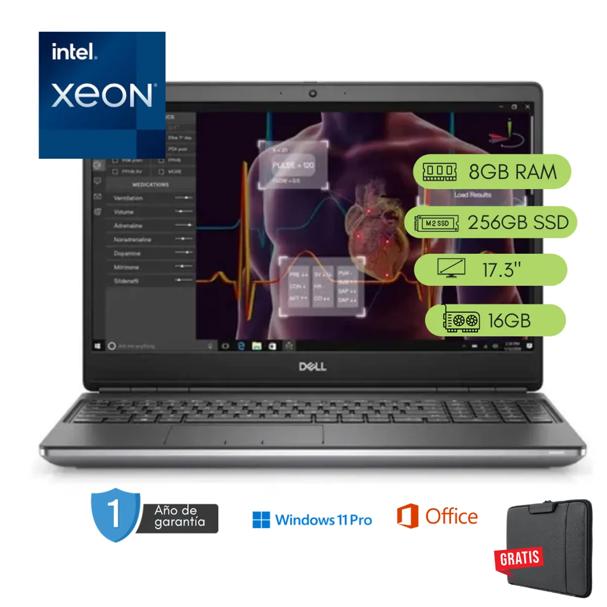 Dell - Laptop Dell Precision 7750 Xeon 8GB RAM 256 GB SSD 16GB Video Reacondicionada