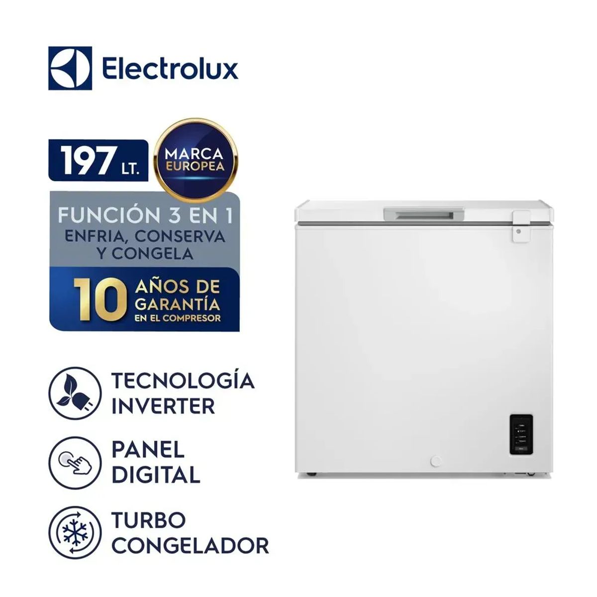 Congeladora EFH20S2P5AW 197L de ELECTROLUX con capacidad horizontal y modo Turbo, marca Electrolux - Foto 2