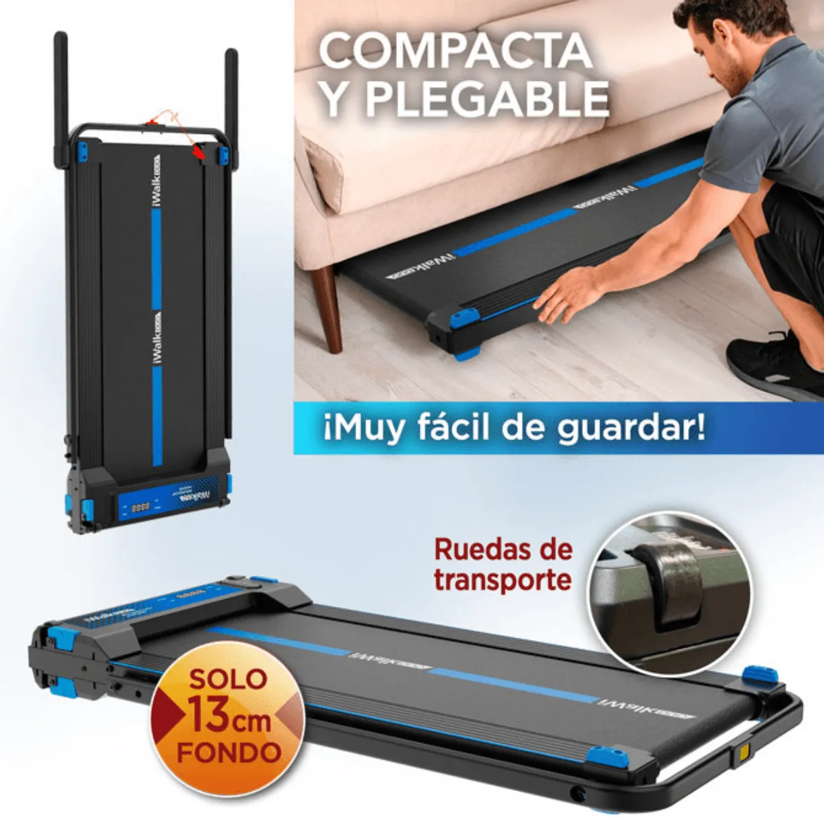 QUALITY PRODUCTS - Caminadora Plegable 2 en 1 con Función de Reflexología I Walk Duo