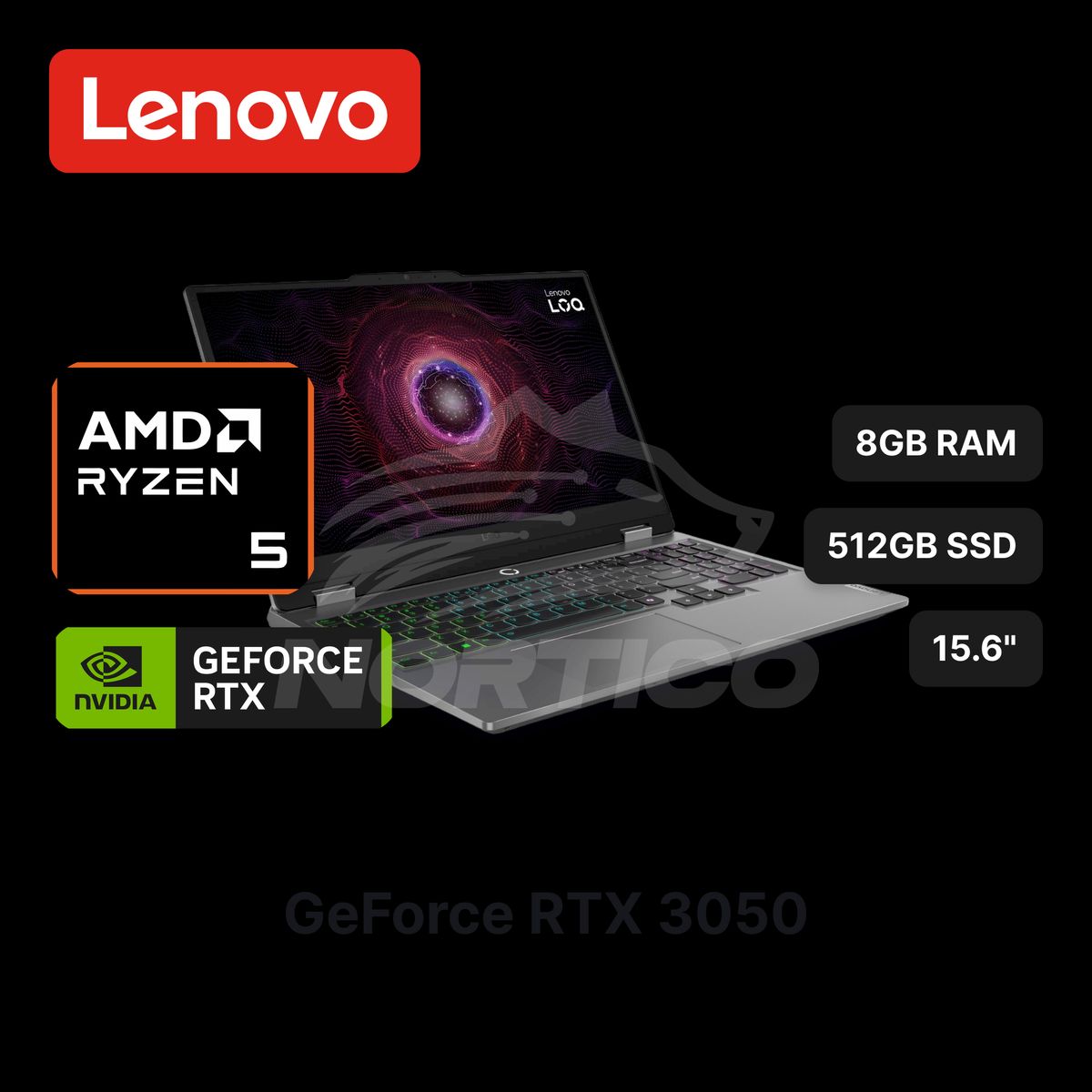 LENOVO - LaptopLenovo LOQ 15ARP9 Ryzen 5-7235HS 8GB 512GB SSD RTX 3050 15.6" (83JC00MKLM)