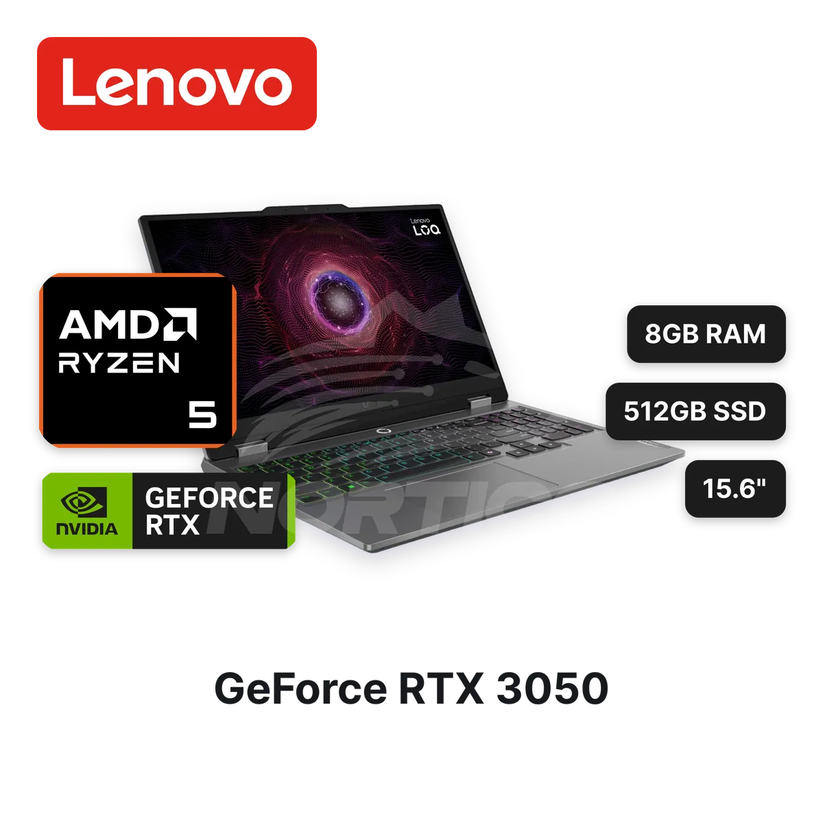 LENOVO - Laptop LenovoLOQ 15ARP9 Ryzen 5-7235HS 8GB 512GB SSD RTX 3050 15.6" (83JC00MKLM)