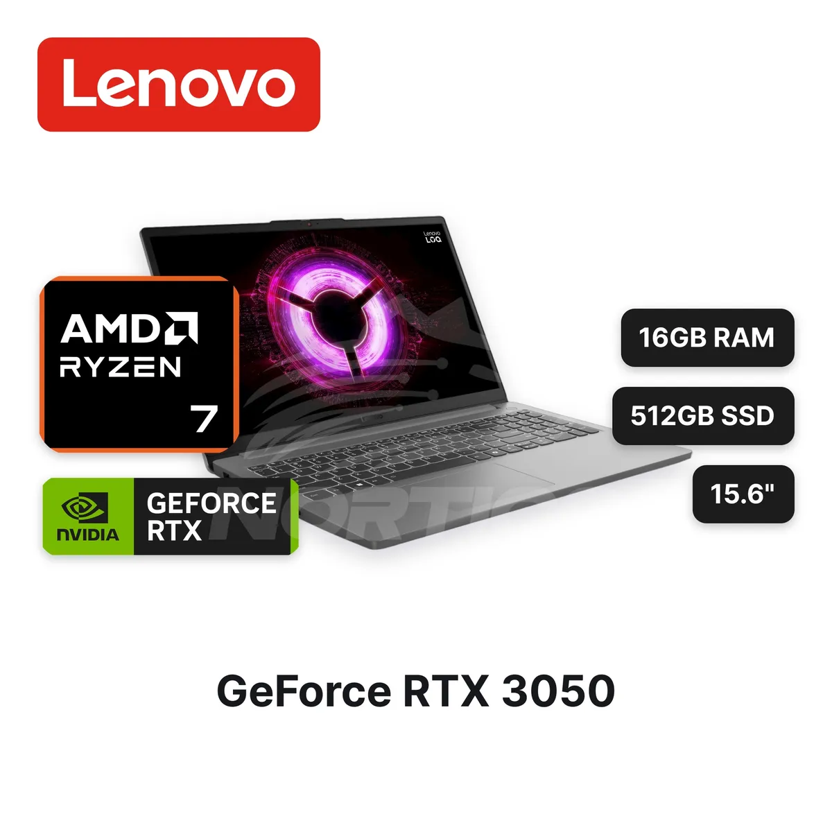 LENOVO - Laptop LenovoLOQ Essential 15ARP10E Ryzen 7-7735HS 16GB 512GB SSD RTX 3050 15.6" (83S00049LM)