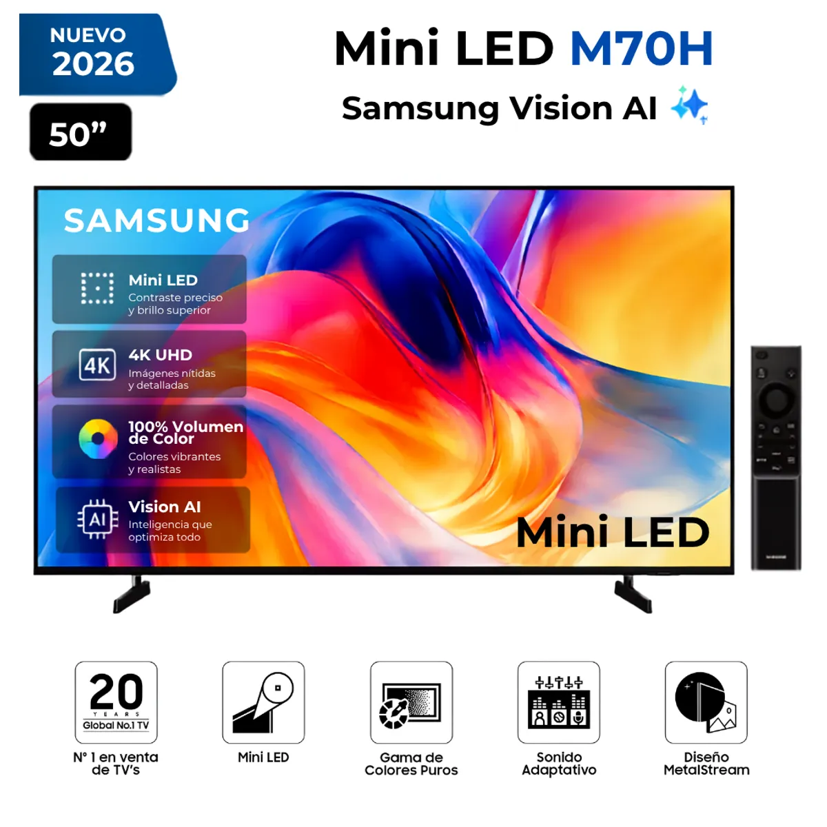 SAMSUNG - Televisor Samsung 50" Mini LED 50M70H Vision AI Smart TV
