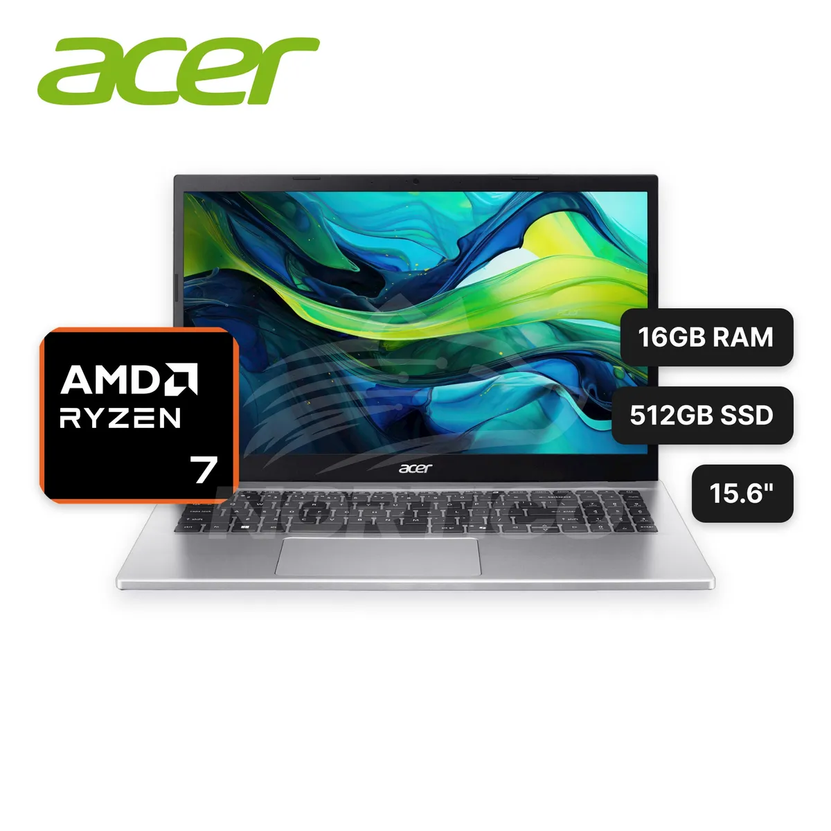 ACER - Laptop Acer AspireGo 15 AG15-42P-R917 Ryzen 7-7730U 16GB 512GB SSD 15.6" (NX.JJHAA.003)