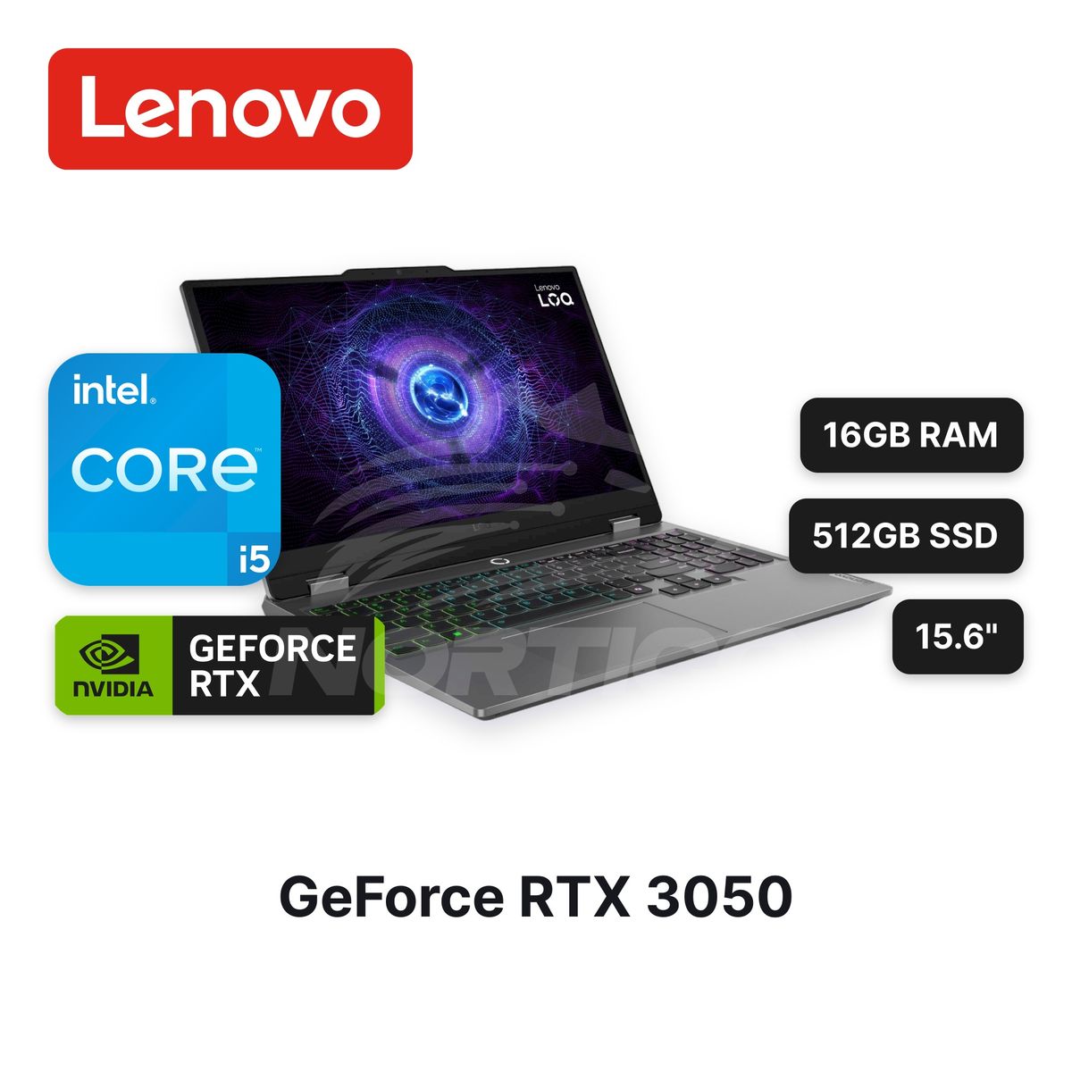 LENOVO - Laptop Lenovo LOQ 15IAX9 CoreI5-12450HX 16GB 512GB SSD RTX 3050 15.6" (83GS00TKLM)