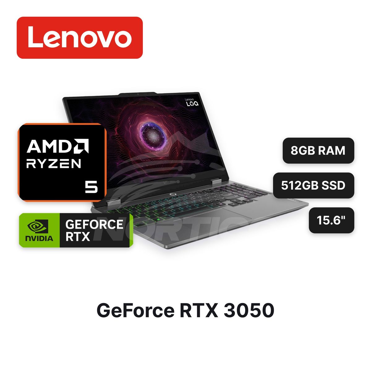 LENOVO - Laptop Lenovo LOQ 15ARP9 Ryzen5-7235HS 8GB 512GB SSD RTX 3050 15.6" (83JC00MKLM)
