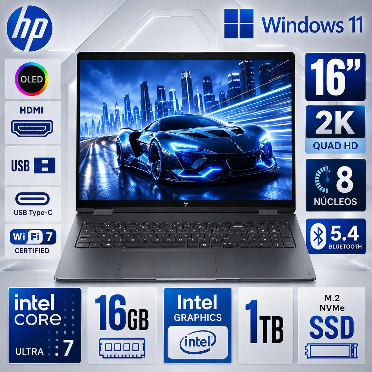 HP - Laptop HP OmniBook X Flip AI 16-CB0023DX Intel Core Ultra 7 355 16GB RAM 1TB SSD 16" OLED Touch 2 en