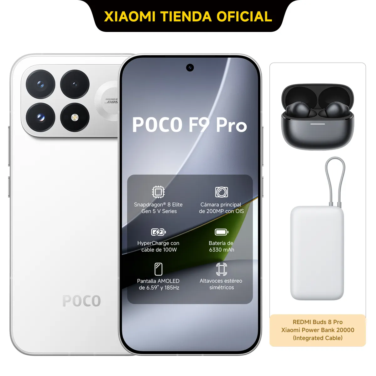 XIAOMI - POCO F9 Pro 512 GB Blanco + REDMI Buds 8 Pro+Power Bank.