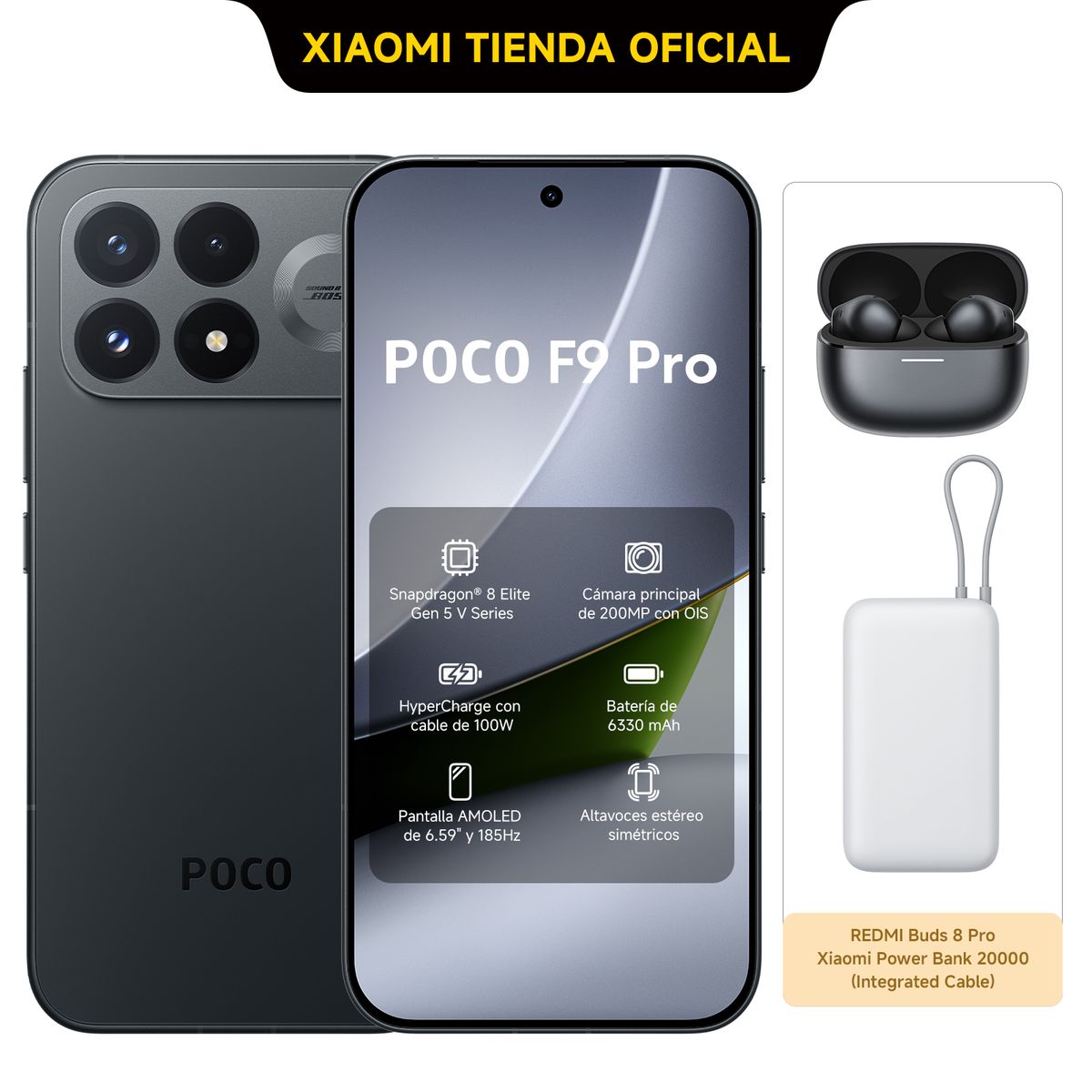 XIAOMI - POCO F9 Pro 512 GB Negro + REDMI Buds 8 Pro+Power Bank.