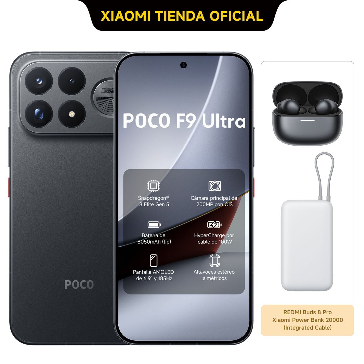 XIAOMI - POCO F9 Ultra 512 GB Negro + REDMI Buds 8 Pro+Power Bank