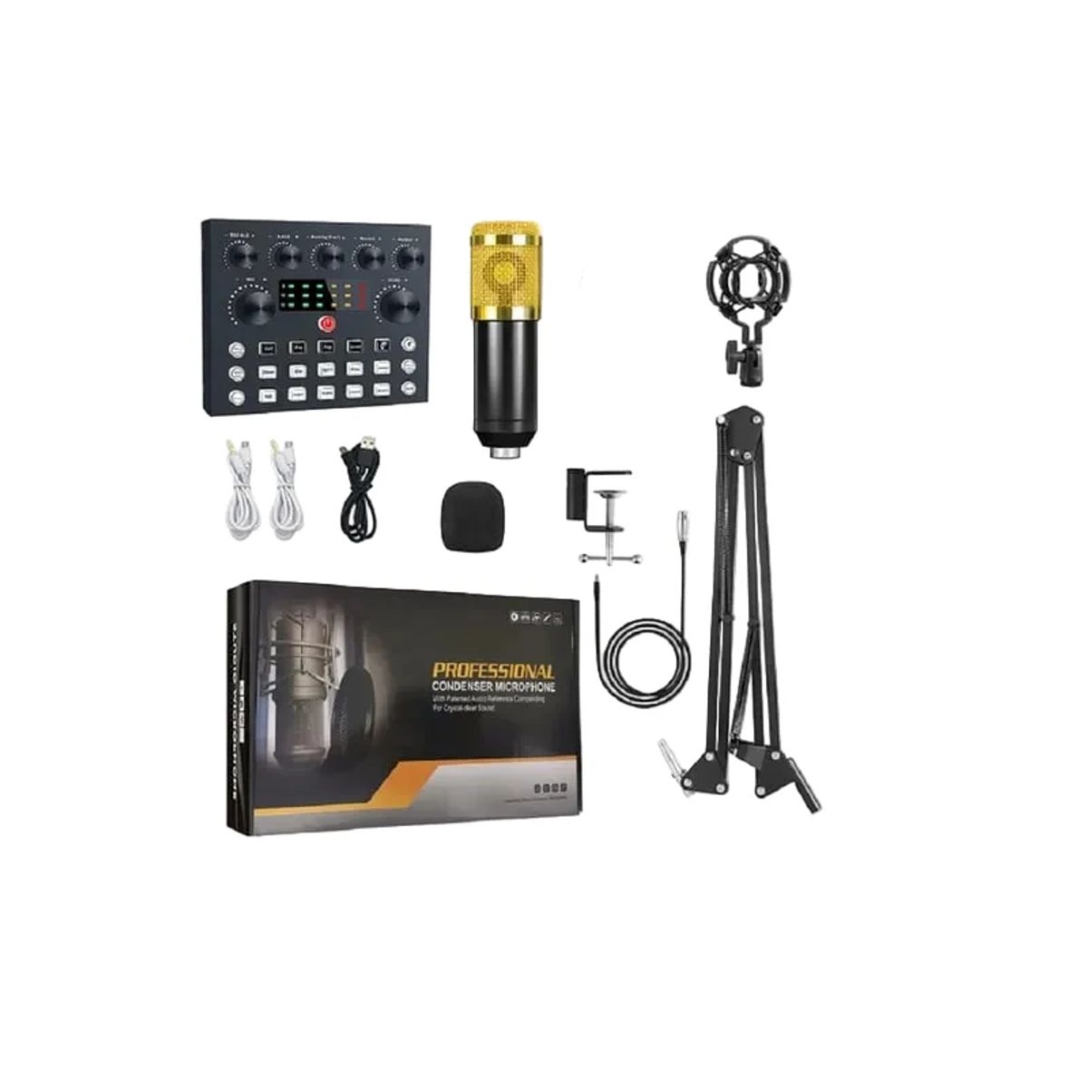 SEISA - Kit de Micrófono condensador con consola de video estudio profesional MOD PP11645